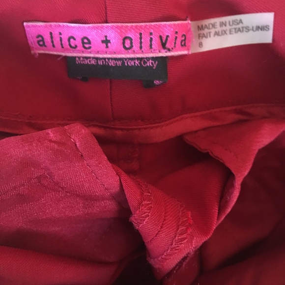 *NWT* Alice + Olivia Red Stacey Trousers - Picture 5 of 5
